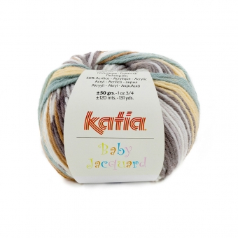 Baby Jacquard von Katia 91 Sandgelb-Grau-Weißgrün